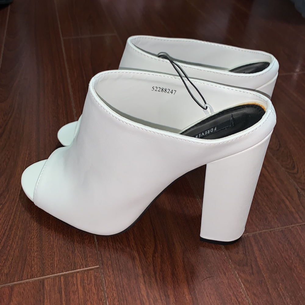 White mule slip on heels